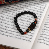 Rosewood Agarwood 08 Single Circle +Bodhisattva Tara Green Bracelet