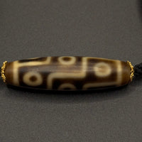 Nine-Eye & Tiger Tooth Dzi Bead Necklace(折线九眼&双虎牙天珠项链)