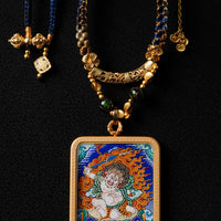 Rooster Patron Buddha Amulet Acalanatha Thangka Over Cloth(不动明王佛牌)