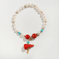 Pearl & Cinnabar Gourd Bracelet