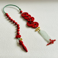 Cinnabar Chinese Feng Shui Five Emperor Money Coins Pendant