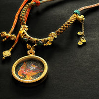 Hand-painted Round Thangka Of The Nine-tailed Fox Pendant - BTSAN PO