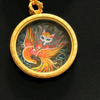 Hand-painted Round Thangka Of The Nine-tailed Fox Pendant - BTSAN PO