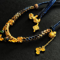 Hand-painted Yellow Jambhala Round Thangka Pendant - BTSAN PO