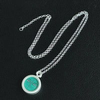 Green Tara small silver chain thangka pendant(绿度母银链唐卡吊坠)