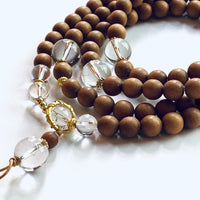 White Sandalwood Clear Quartz Necklace