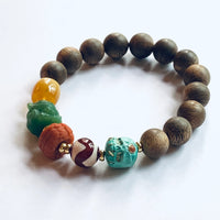 Agarwood & Dzi Bead Bracelet