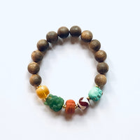 Agarwood & Dzi Bead Bracelet