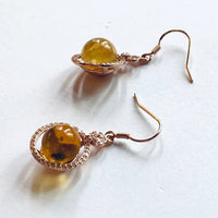 Blue Amber Earhooks