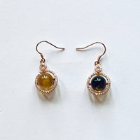 Blue Amber Earhooks