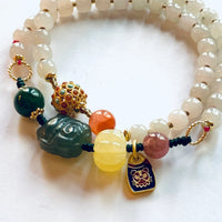 Lotus Root Pink Hetian Jade Double Bracelet