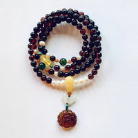 Succinum Amber 4-Ring Peony Flower Bracelet