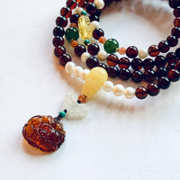 Succinum Amber 4-Ring Peony Flower Bracelet