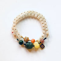 Lotus Root Pink Hetian Jade Double Bracelet