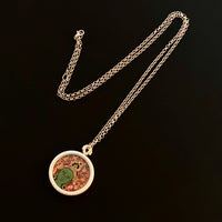 Bodhisattva Tara Green Thangka Silver Chain Necklace(绿度母银链唐卡吊坠)