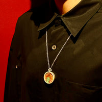 Bodhisattva Tara Green Thangka Silver Chain Necklace(绿度母银链唐卡吊坠)