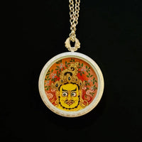 Jambhala-Yellow Silver Chain Thangka Necklace(黄财神银链唐卡)