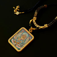 Jambhala-yellow Thangka Buddha amulet(黄财神唐卡佛牌)