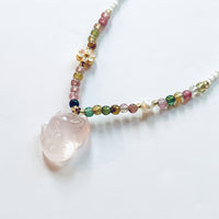 Tourmaline Powder Crystal Phoenix Nine Pendant