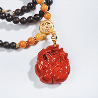 Cinnabar Nine-tailed Fox Rosewood Agarwood Pendant