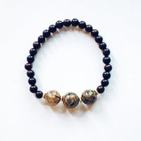 Red Sandalwood Three Eyes Dzi Bead Bracelet