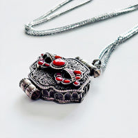 925 Silver Chain Red Coral Ghau box Pendant