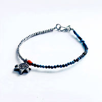 Turquoise Silver Bead Single Circle Bracelet