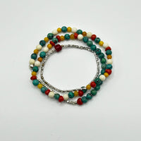 Turquoise and Red Agate Bracelet