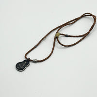 925 Silver Shakyamuni Leather Cord Necklace (925银释迦摩尼皮绳项链)