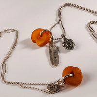 Old Amber Silver Chain Necklace