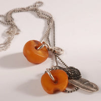 Old Amber Silver Chain Necklace