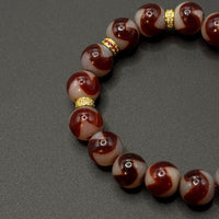 Tiger Tooth Dzi Bead Bracelet (红肉虎牙天珠)