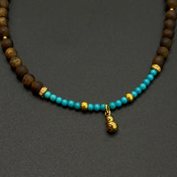 Natural Turquoise & Yingge Hainan Qi’nan Agarwood Necklace(暴力蓝原矿绿松石海南莺歌绿棋楠沉香项链)