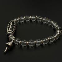 Five-Eye Dzi Bead & Himalayan Clear Quartz Bracelet
(五眼天珠喜马拉雅白水晶手串)