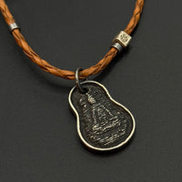 925 Silver Shakyamuni Leather Cord Necklace (925银释迦摩尼皮绳项链)