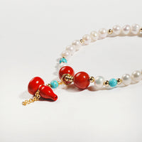 Pearl & Cinnabar Gourd Bracelet