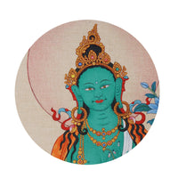Bodhisattva Tara Green Thangka Painting Rare Item