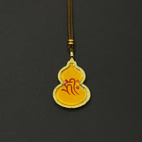 Medicine Buddha & OM Seed Syllable Gourd Thangka(药师佛&om种子字双面葫芦唐卡)