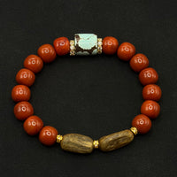 Southred Agate & Turquoise & Eaglewood Bracelet(瓦西南红原矿绿松石沉香手串)
