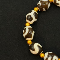 Porcelainized Multi-Treasure Dzi Bead Bracelet(猛犸绿度母瓷白多宝天珠)