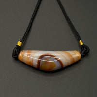 Natural Banded Agate Buddha Eye Dzi Bead Necklace(天然缠丝玛瑙牛角佛眼天珠项链)