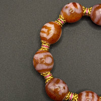 Himalayan Pink Dzi Bead Bracelet (达洛天珠手串葫芦吊坠)