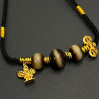 Triple One-Line Medicine Dzi Bead Necklace(三星连珠一线药师项链)