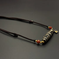 Five-Eye Dzi Bead Necklace(龙头五眼天珠黄财神吊坠项链)