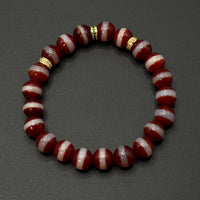 One-Line Medicine Buddha Dzi Bead Bracelet(红肉一线药师天珠)