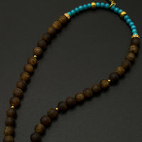 Natural Turquoise & Yingge Hainan Qi’nan Agarwood Necklace(暴力蓝原矿绿松石海南莺歌绿棋楠沉香项链)