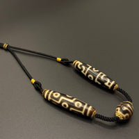 Buddha Heart Dzi Bead, Nine-Eyed Dzi & Three-Eyed Guru Rinpoche Dzi Necklace (佛心达洛&九眼&莲师三眼天珠项链)