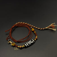 Two-Eyed Dzi Bead (黑白如意二眼天珠项链)