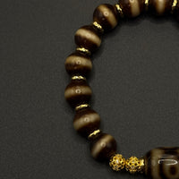 Dzi Bead & Jambhala-yellow Bracelet (一线药师&坛城三眼巴西玛瑙天珠黄财神手串)