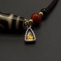 Five-Eye Dzi Bead Necklace(龙头五眼天珠黄财神吊坠项链)